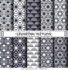 a set of geometric patterns in black and white