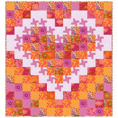 What a fun quilt to make Beginner Quilt, Heart Quilt Pattern, Kaffe Fassett Quilts, Kaffe Fassett Fabric, Beginner Quilt Patterns, Quilt Stores, Free Spirit Fabrics, Precut Quilts, Heart Quilt