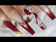 Quinceanera Nails, Bridal Nails Designs, Nails Design With Rhinestones, Coffin Nails Long, Trendy Nail, Uñas Acrilicas