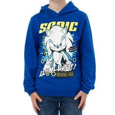 Introducing the ultimate boys hoodie for your little Sonic the Hedgehog fan! This Sonic gift is a Sonic hoodie boys will love. Crafted from a soft cotton blend, it guarantees the kids hoodie to be comfy during playdates, gaming marathons or outdoor adventures. This makes our Sonic The Hedgehog hoody ideal for both running as fast as Sonic himself and lounging around. Featuring Sonic in action, with a determined expression and light blue flashes behind him, our kids hoodie brings the iconic chara Sonic Hoodie, Sonic The Hedgehog Costume, Sonic Figures, Hedgehog Gifts, Gaming Hoodie, Sonic Fan Characters, Japanese Characters, Marathons, Kids Clothes Boys