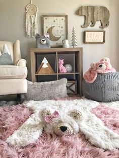 Girl nursery Baby Bear rug, Bear blanket, woodland Nursery decor, woodland animals Girl Nursery Room, Nursery Baby Room, Baby Girl Nursery, Baby Bedroom, Nursery Inspiration