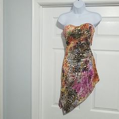 Nwt Strapless Cutout Mini With A Slant Cut Bottom. L Approx Measures Bust: 30"; Waist 26"; Hips 32" Material: 95% Rayon; 5% Lycra 3571-4 Multicolor Fitted Strapless Dress, Flirty Strapless Multicolor Mini Dress, Flirty Multicolor Strapless Mini Dress, Multicolor Strapless Stretch Mini Dress, Multicolor Strapless Dress For Summer Night Out, Multicolor Fitted Strapless Dress For Cocktail, Multicolor Fitted Strapless Cocktail Dress, Fitted Multicolor Strapless Dress For Cocktail, Multicolor Strapless Dress For Spring Night Out