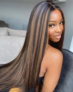 Transparent Lace Frontal Wigs Piano Highlight Color Silky 13x4 Straight Virgin Human Hair Wigs - Seyna Hair Brazilian Straight Human Hair, Honey Blonde Highlights, Black Hairstyles, Body Wave Hair, Lace Hair, Long Straight Hair, Balayage Highlights, Straight Human Hair, Hair Inspo Color