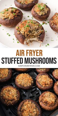 air fryer stuffed mushrooms with parsley on top