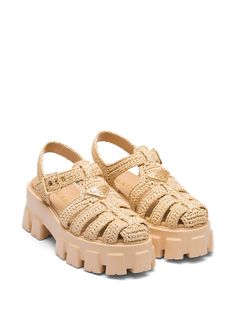 Prada Monolith, Cage Sandals, Neutral Sandals, Prada Sandals, Raffia Sandals, Crochet Sandals, Fisherman Sandals, Rubber Sandals, Caged Sandals