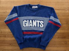 Vintage New York Giants, Football Sweater, Blue Knit Sweater, Vintage Football, New York Giants, Vintage Sweaters, Minimal Fashion, Style Board, East Coast