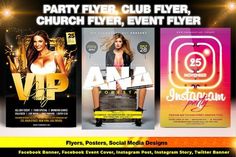 I design Flyers, Posters and Social media ready banners for party, club and all kind of events Design Flyers, Event Food