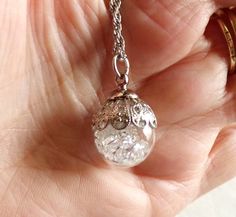 Herkimer Diamond Natural Gemstones Crystal Ball Pendant Necklace -  Herkimer diamond is the name used for double-terminated quartz crystal gemstones found in Herkimer County, NY. Clear Quartz Crystal Ball Necklace, Crystal Jewelry Design, Nights Aesthetic, Ball Pendant Necklace, Crystal Ball Necklace, Moon Fairy, Ball Necklace, Globe Pendant, Arabian Nights