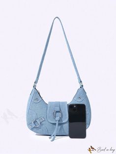 7 Trendy Denim Blue Bag With Zipper Pocket, Denim Shoulder Bag With Zipper Closure, Trendy Denim Shoulder Bag With Zipper, Trendy Denim Shoulder Bag With Zipper Closure, Light Blue Denim Bag For Everyday Use, Light Blue Shoulder Bag With Zipper For Daily Use, Denim Hobo Bag, Studded Bag, Hobo Bag