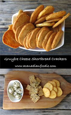 three different types of cheese shortbread crackers