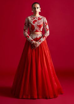 Bhumika Sharma, Baju Kahwin, Organza Lehenga, Lehnga Dress, Gaun Fashion, Organza Skirt, Indian Dresses Traditional, Traditional Indian Outfits, Embroidered Organza