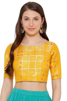 Product Features:   Color: Yellow Fabric: Art Silk Pattern: Woven Sleeve: Half Sleeves Neck Type: Boat Neck Package Content: 1 Blouse Product Weight: 500 Gram Fabric Care: First wash dry clean only Disclaimer: There will be slight difference in Digital to actual Image Silk Pattern, Readymade Saree, Readymade Blouse, Blouse For Women, Yellow Blouse, Yellow Fabric, Blouse Online, Fabric Art, Cotton Saree