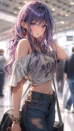 Anime Purple Hair, Anime Show, Female Character Concept, Japon Illustration, Cute Anime Pics, Anime Artwork, الرسومات اللطيفة