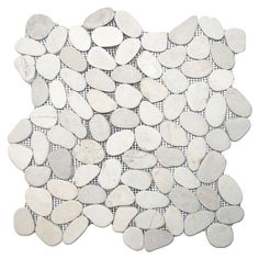 a white and grey stone mosaic tile on a white background