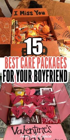 valentine's day gift box with the title 15 best care packages for your boyfriend