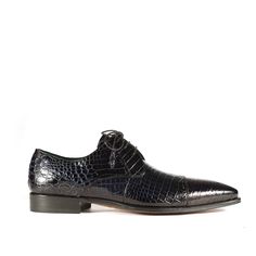 Mezlan 4818-J Men's Shoes Blue Exotic Alligator Skin Cap-Toe Derby Oxfords (MZS3392) Ostrich Leather, Shoes Blue, Blue Shoes, Leather Fashion, Nice Shoes