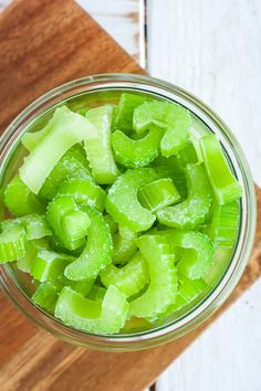 celery in a glass bowl with the title how to freeze celery