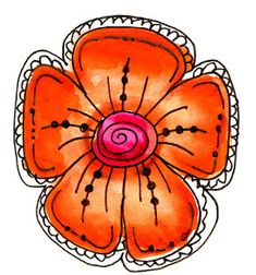 an orange flower with black dots on it's center and two petals in the middle