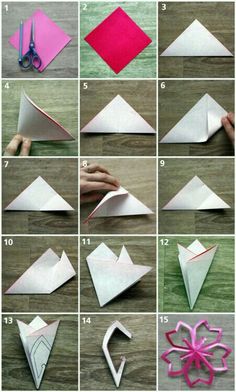 step by step instructions to make origami flowers