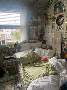 Room aesthetic room cozy bedroom girls room Oddly Shaped Room Ideas, Room Inspiration Cluttercore, Retrocore Room, Furniture Layout Ideas For Bedrooms, Cluttercore Bedroom Aesthetic, Small Room Bedroom Ideas, Aesthetic Cottagecore Room, Ethereal Room, Indie Room Inspo