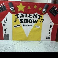 a bulletin board with the words talent show on it