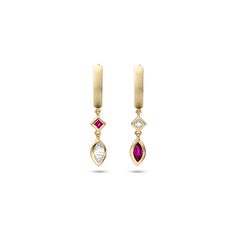 Diamond & Ruby Mini Huggie earrings 18k yellow gold Fishtail Setting Brilliant-cut VS diamonds, approximate total carat weight 0.27 Burma ruby, approximate total carat weight 0.28 Available in 18K Yellow Gold, White Gold & Platinum. Rose gold available upon request Handcrafted in New York City Yellow Gold Gemstone Small Hoop Earrings, Small Hoop Gemstone Earrings In Yellow Gold, Yellow Gold Huggie Earrings With Gemstone, Yellow Gold Gemstone Dangle Huggie Earrings, Yellow Gold Dangle Huggie Earrings With Gemstones, Elegant Yellow Gold Hoop Earrings With Gemstones, Elegant Small Hoop Gemstone Earrings, Elegant Gemstone Huggie Earrings, Elegant Huggie Gemstone Earrings