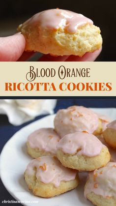 blood orange ricotta cookies on a white plate