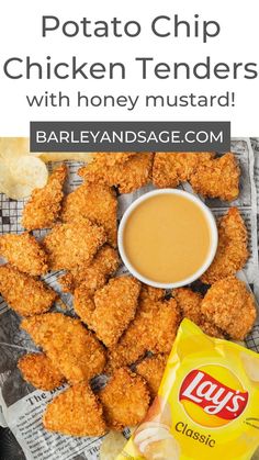 fried chicken tenders with honey mustard are the perfect appetizer for any family