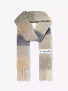 Acne Studios wool-blend scarf33% alpaca, 25% wool, 22% nylon, 20% mohair woolSelf-tie fasteningFringed trims, brushed texture, check patternDry clean onlyMade in Italy250 x 28cm Advent For Kids, Advent Calendars For Kids, Acne Shop, Bridal Shoes Flats, Baby Changing Bags, Kids Calendar, Personalized Chocolate, Bag Boys, Mohair Wool