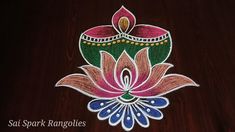 Deepavali Rangoli, Bunny Wall Decor, Very Easy Rangoli Designs, Colorful Rangoli, Daily Rangoli, New Rangoli Designs, Colorful Rangoli Designs, Free Hand Rangoli