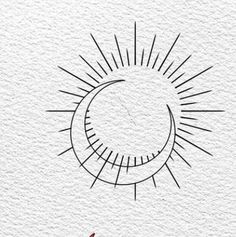 the sun and moon are drawn on white paper