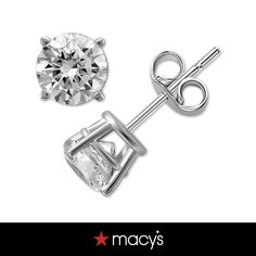 in stock Macy's White Gold Fine Jewelry Earrings, Classic Round Diamond Earrings From Macy's, Macy's Diamond Fine Jewelry Earrings, Timeless Silver Diamond Earrings With Vs Clarity, Macy's Diamond Earrings With Prong Setting As Gift, Macy's Fine Jewelry Cubic Zirconia Earrings, Macy's Brilliant Cut Earrings Gift, Macy's Classic Diamond Earrings With Diamond Accents, White Gold Diamond Earrings With Vs Clarity