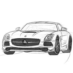 a drawing of a mercedes sports car