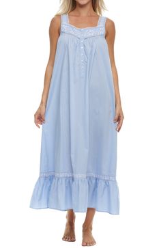 Light Blue Victorian Nightgown, Cotton Gowns, Eileen West, Cotton Nightgown, One Piece Clothing, Vintage Nightgown, Women's Nightgowns, Nightgowns For Women, Womens Robes