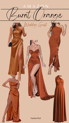 several different dresses are featured in this ad for the banana orange wedding dress collection, which is