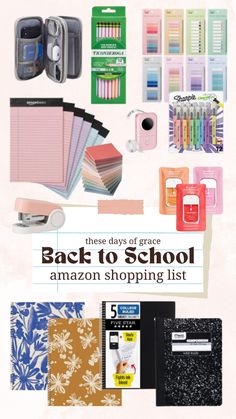 the back to school amazon shopping list is filled with supplies and items that are on sale