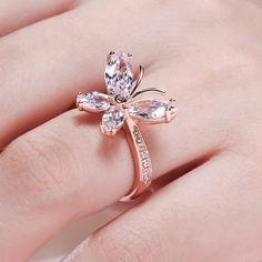 Jeulia Butterfly Shaped Sterling Silver Ring - Jeulia Jewelry Butterfly Wedding Ring, Butterfly Engagement Ring, Jeulia Jewelry, Spring Jewelry Trends, Diamond Butterfly, Butterfly Wedding, Spring Jewelry, Man Made Diamonds, Marquise Cut Diamond