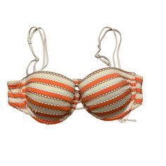 Seafolly Coast To Coast Bra Size: Women's 14 Color: Orange, White Contrast Binding Removable Booster Pads Closure: Clip Adjustable Spaghetti Straps Underwire With Soft Cups 58% Nylon, 35% Polyester, 7% Elastane New With Tags! (Nwt Weight 3oz Inv # 0549 Tags: Seafolly, Bikini, Top, Swim, Beach, Pool, Fun, Summer, Stripes, Active, Bustier, Swimsuit, Bathing Suit Bustier Swimsuit, Candy Decorations Diy, Pool Fun, Candy Decorations, Coast To Coast, Summer Stripes, Soft Cup, Fun Summer, Bra Top