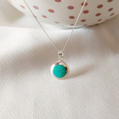 "Turquoise Pendant Necklace , Dainty Turquoise Necklace Silver. Looking for: - a Stunning Turquoise Floating Necklace for every day wear or - a Feminine Elegant Necklace as a gift for any style type or age Whatever the reason may be, this turquoise necklace is perfect for every occasion. This turquoise necklace is the PERFECT GIFT for every Woman. So delicate and feminine. We use only HIGH QUALITY materials and offer guarantee on our necklaces. We are a 5-Star Seller. Check our reviews and see w Turquoise Necklace With Round Natural Stone Pendant, Turquoise Necklaces With Natural Stones, Turquoise Cabochon Necklace As Gift, Blue Turquoise Necklace For Jewelry Making, Turquoise Pendant Necklace As A Gift, Turquoise Cabochon Necklace For Gifts, Gift Turquoise Gemstone Necklace, Turquoise Pendant Necklace For Gift, Turquoise Sterling Silver Necklace With Round Pendant