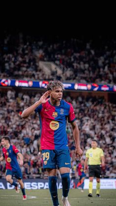 a soccer player is on the field during a game