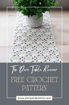 a crochet table runner is shown with the text, free crochet pattern