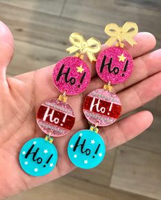 These are super cute festive Christmas earrings! Perfect gift and accessory to all the upcoming holiday parties! Approx 3.75" long and because they are resin they are super lightweight! Festive Earrings, Resin Christmas, Christmas Deals, Ho Ho Ho, Christmas Earrings, Earrings Statement, Cute Packaging, Acrylic Earrings, Festive Christmas