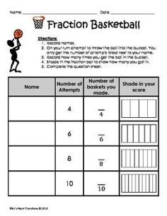 a worksheet for fraction numbers to practice basketball