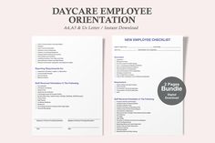 the day care employee's order form is displayed in front of a pink background