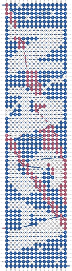 a cross stitch pattern with red, white and blue dots on it's edges