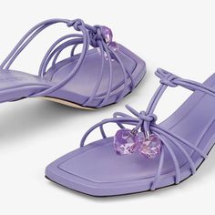 Jemma Mule 50 | Tanzanite Nappa Leather Sandals | JIMMY CHOO Luxury Purple Leather Sandals, Trendy Purple Leather Heels, Purple Leather Square Toe Heels, Purple Square Toe Leather Heels, Jimmy Choo Bing, Jimmy Choo Heels, Design Grafico, Jimmy Choo Shoes, Leather Mules