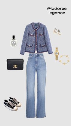 @iadoreelegance Old Money Jeans, Tweed Jacket Outfit, Summer Work Wardrobe, Cold Fashion, Elegant Style Women, Womens Fashion Inspiration, Fashionista Clothes, Casual Chic Outfit, Business Casual Outfits