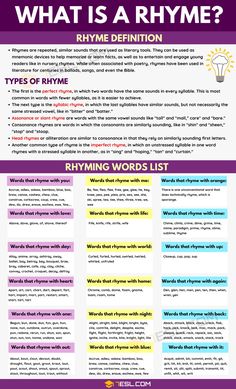 what is a rhyme? poster with the words in different colors and font