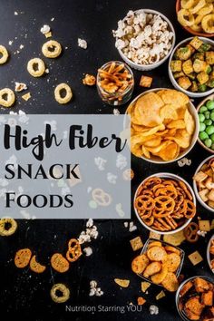 high fiber snack foods with text overlay