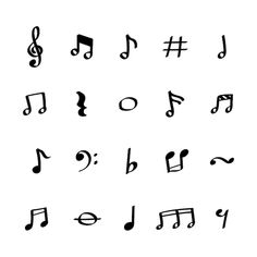 music notes and symbols are drawn in black ink